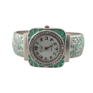 Vivani Women's‎ Silver Tone Crystal Accented Cuff Style Watch